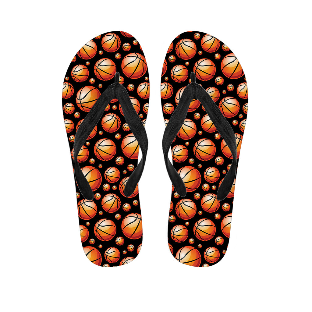 Black Basketball Pattern Print Flip Flops