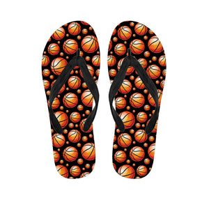 Black Basketball Pattern Print Flip Flops