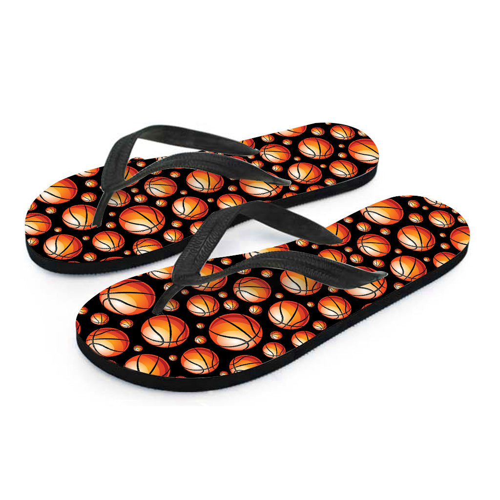 Black Basketball Pattern Print Flip Flops