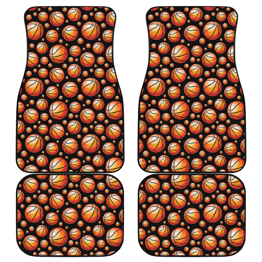 Black Basketball Pattern Print Front and Back Car Floor Mats