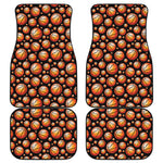 Black Basketball Pattern Print Front and Back Car Floor Mats