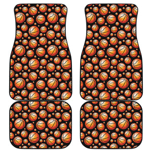 Black Basketball Pattern Print Front and Back Car Floor Mats