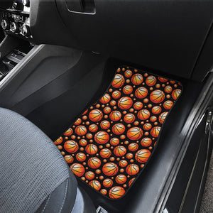 Black Basketball Pattern Print Front and Back Car Floor Mats