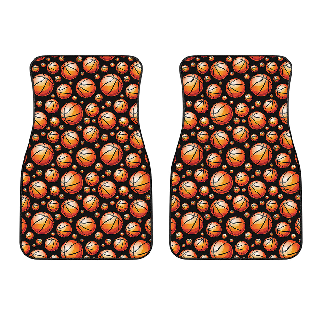 Black Basketball Pattern Print Front Car Floor Mats