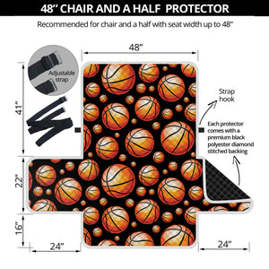 Black Basketball Pattern Print Half Sofa Protector