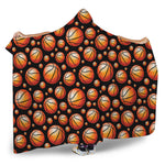 Black Basketball Pattern Print Hooded Blanket