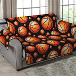 Black Basketball Pattern Print Loveseat Protector