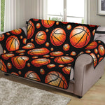 Black Basketball Pattern Print Loveseat Protector