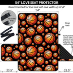 Black Basketball Pattern Print Loveseat Protector