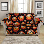 Black Basketball Pattern Print Loveseat Protector