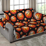 Black Basketball Pattern Print Loveseat Protector