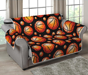 Black Basketball Pattern Print Loveseat Protector