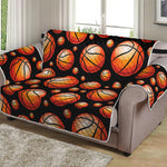 Black Basketball Pattern Print Loveseat Protector