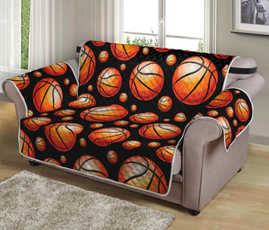 Black Basketball Pattern Print Loveseat Protector