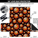 Black Basketball Pattern Print Loveseat Protector