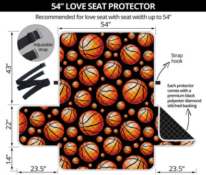 Black Basketball Pattern Print Loveseat Protector