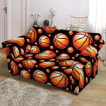 Black Basketball Pattern Print Loveseat Slipcover