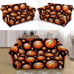 Black Basketball Pattern Print Loveseat Slipcover