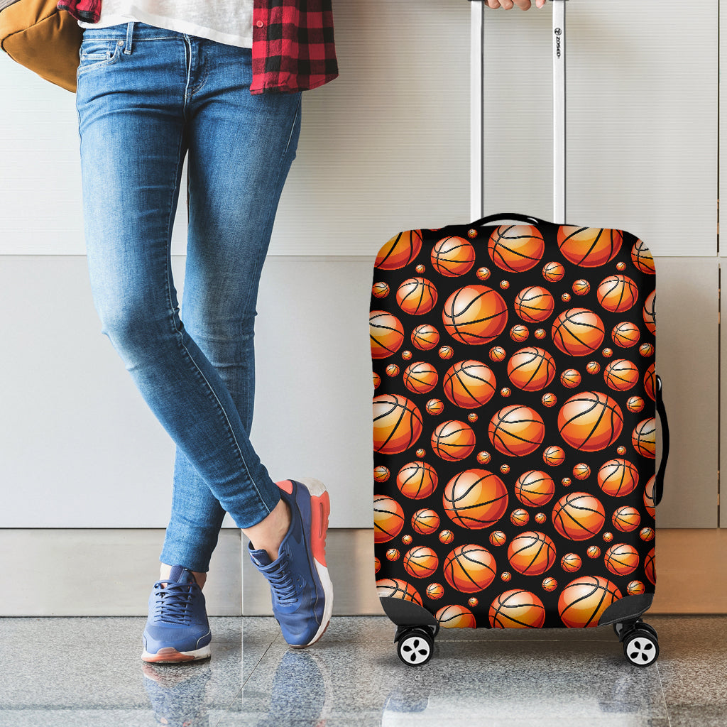Black Basketball Pattern Print Luggage Cover