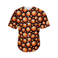 Black Basketball Pattern Print Men's Baseball Jersey