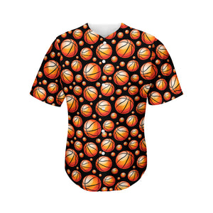 Black Basketball Pattern Print Men's Baseball Jersey