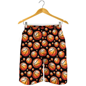 Black Basketball Pattern Print Men's Shorts