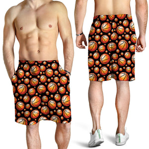 Black Basketball Pattern Print Men's Shorts