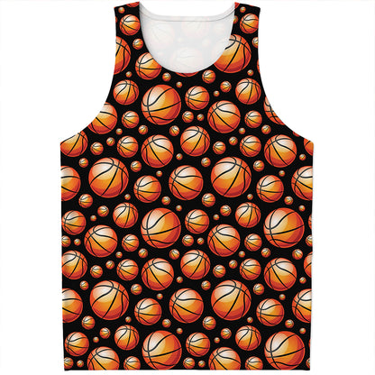Black Basketball Pattern Print Men's Tank Top