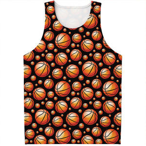 Black Basketball Pattern Print Men's Tank Top