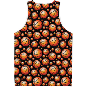 Black Basketball Pattern Print Men's Tank Top