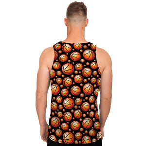 Black Basketball Pattern Print Men's Tank Top