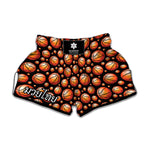 Black Basketball Pattern Print Muay Thai Boxing Shorts