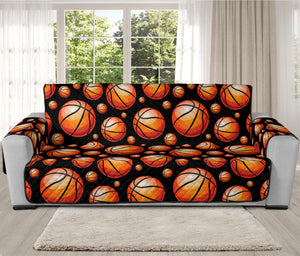 Black Basketball Pattern Print Oversized Sofa Protector