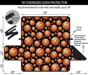 Black Basketball Pattern Print Oversized Sofa Protector