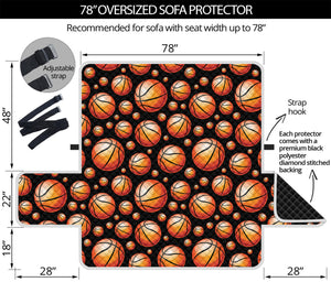 Black Basketball Pattern Print Oversized Sofa Protector