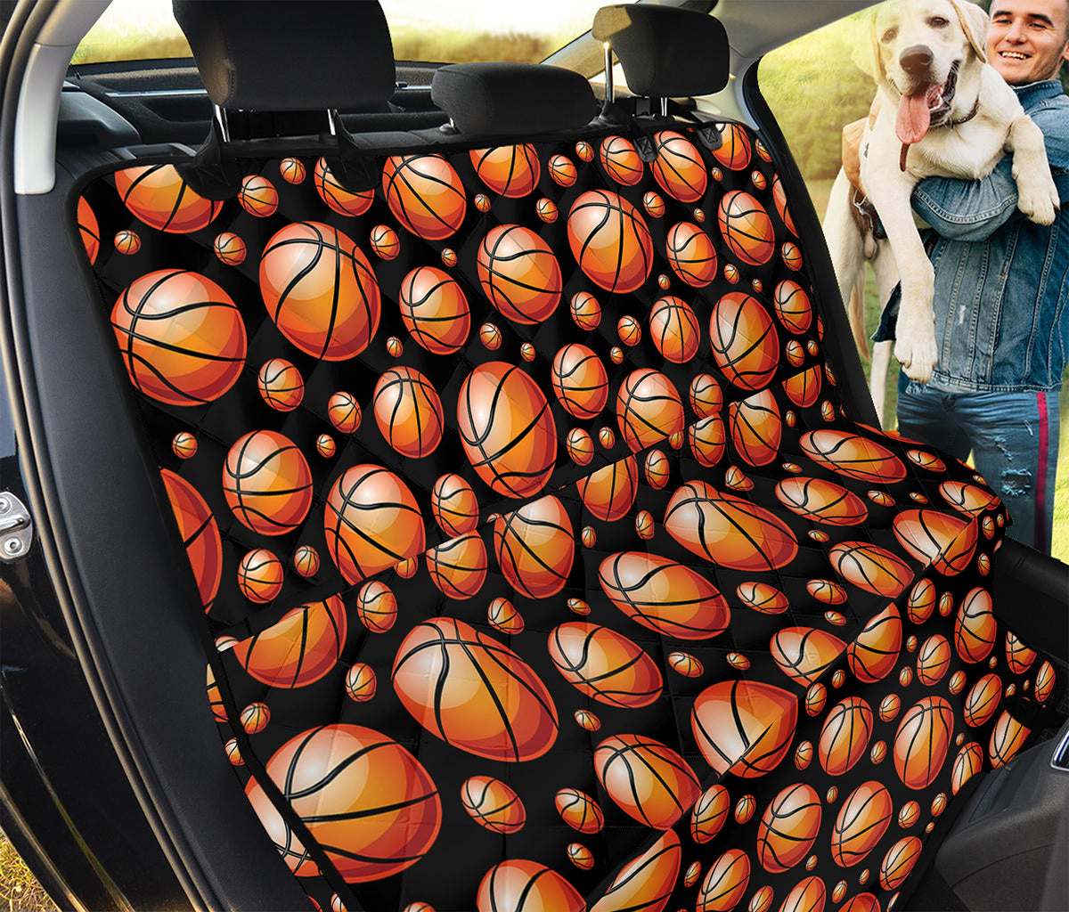 Black Basketball Pattern Print Pet Car Back Seat Cover