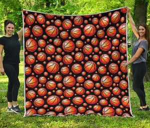 Black Basketball Pattern Print Quilt