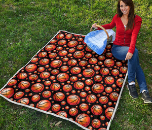 Black Basketball Pattern Print Quilt