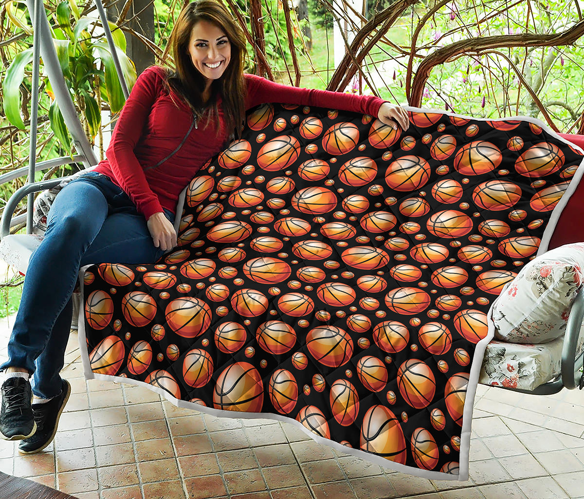 Black Basketball Pattern Print Quilt