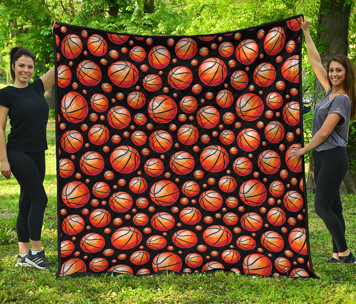 Black Basketball Pattern Print Quilt