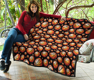 Black Basketball Pattern Print Quilt