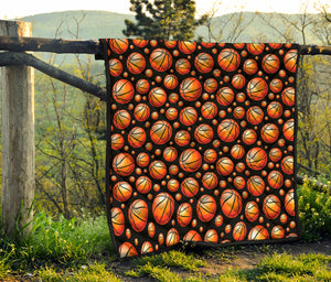 Black Basketball Pattern Print Quilt