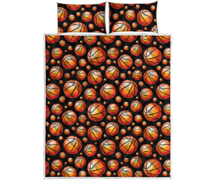 Black Basketball Pattern Print Quilt Bed Set