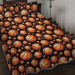Black Basketball Pattern Print Quilt Bed Set
