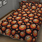 Black Basketball Pattern Print Quilt Bed Set