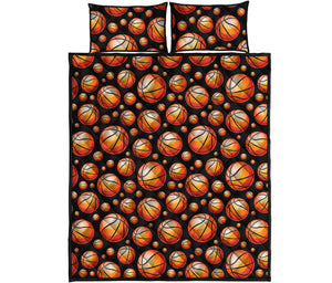 Black Basketball Pattern Print Quilt Bed Set