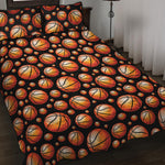 Black Basketball Pattern Print Quilt Bed Set