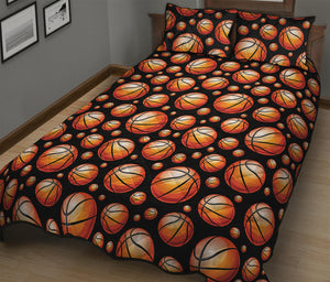 Black Basketball Pattern Print Quilt Bed Set