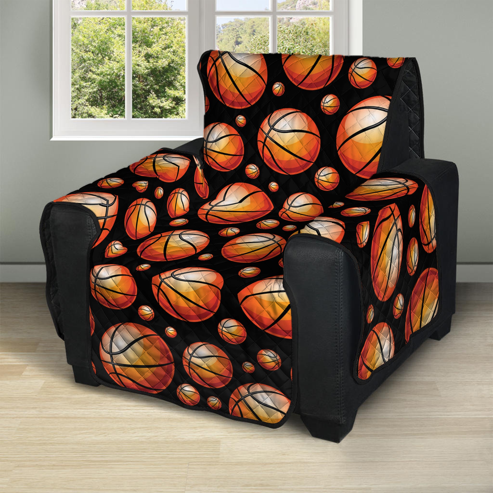 Black Basketball Pattern Print Recliner Protector