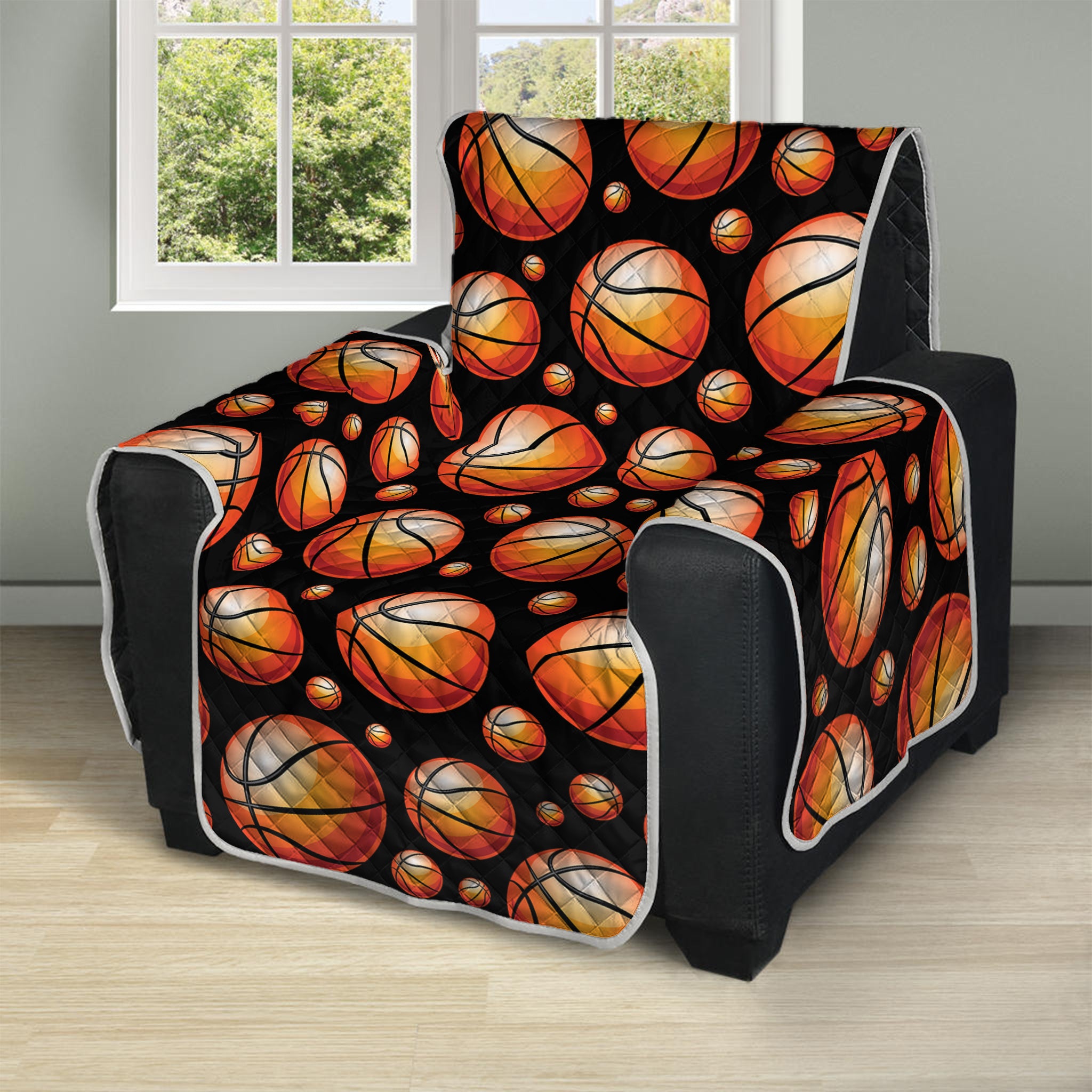 Black Basketball Pattern Print Recliner Protector